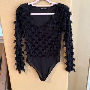 Zara Textured Long Sleeve Bodysuit